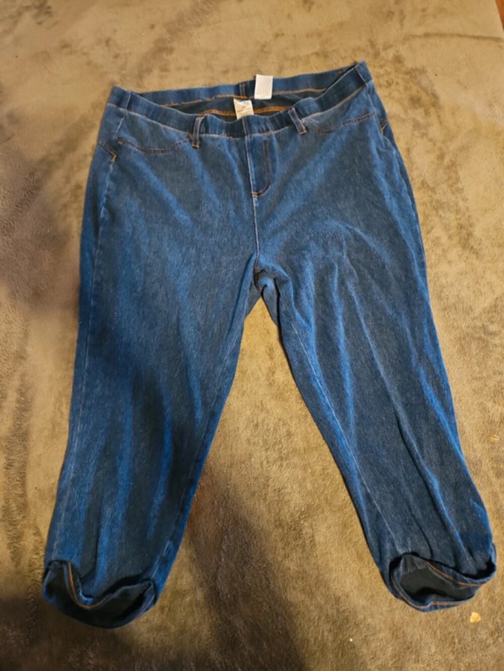 Terra & Sky Cropped Jeans Women's XL Medium Wash Blue Denim